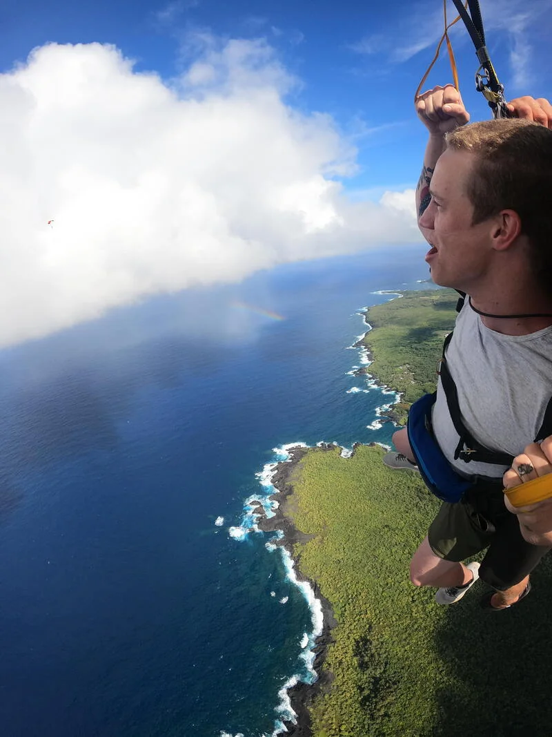 Parachute canopy deployed over Maui